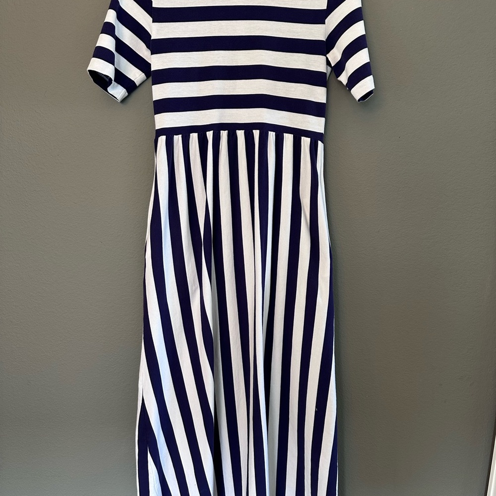J. Crew Maxi Dress in Rugby Stripe Size 0 - Navy And White With Pockets